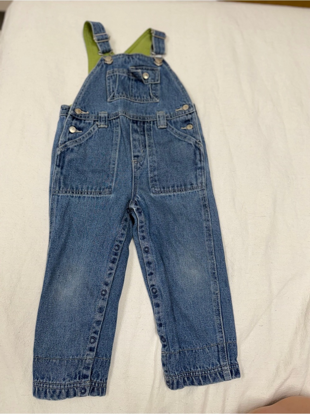 Vintage 2003 Gymboree Denim Overalls 3T Helicopter Green Lined